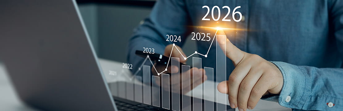 Increase arrow graph corporate business future growth year 2026.