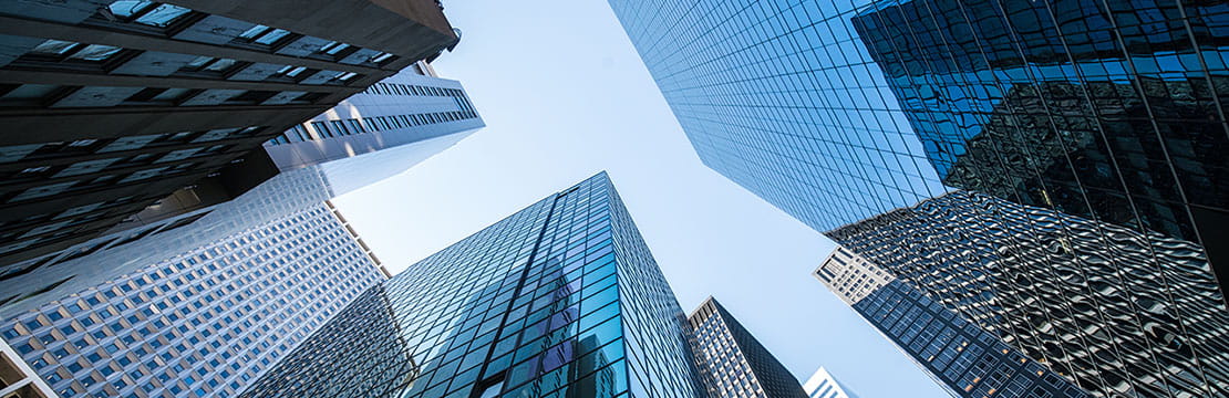 A worm's-eye view of high rise buildings